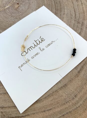 Shop Online Bracciale fino in filo oro con perline nere Amitié