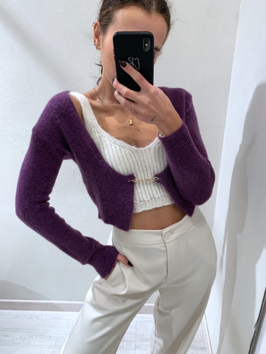 Shop Online Cardigan in mohair viola con catena Have One