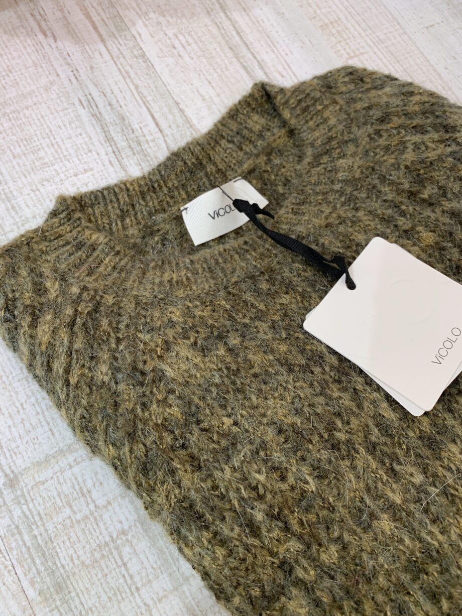 Shop Online Maglioncino girocollo in mohair verde melangiato Vicolo