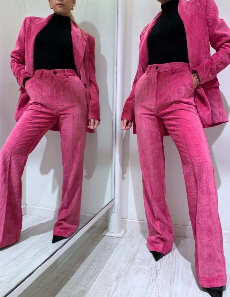 Shop Online Pantalone a zampa in velluto fucsia Vicolo