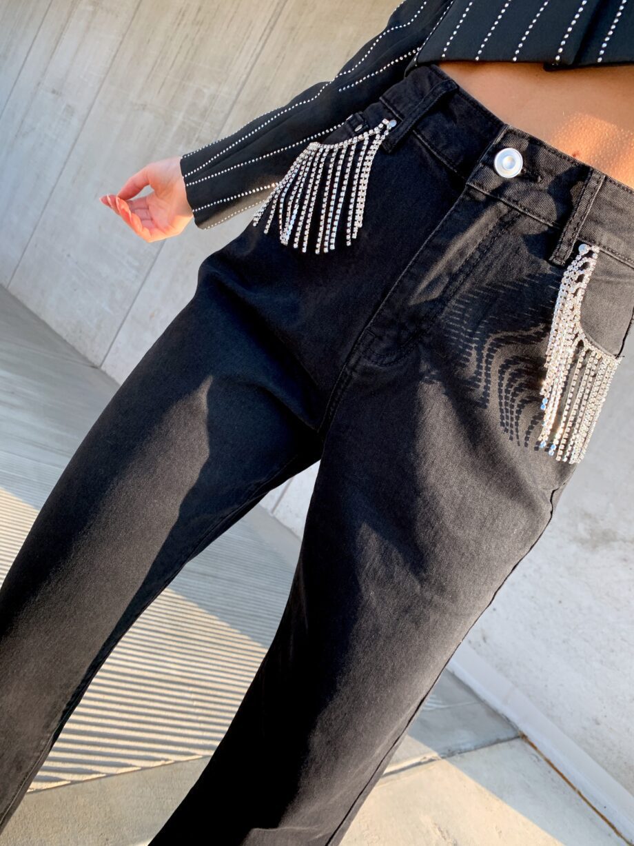 Shop Online Jeans NINNI nero dritto con strass Odì Odì