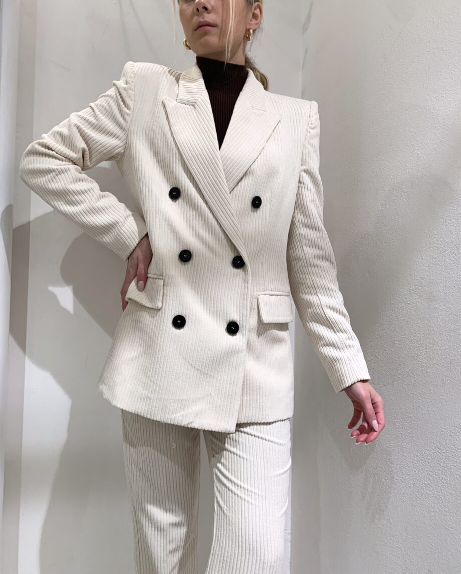 Shop Online Blazer doppiopetto in velluto panna Vicolo