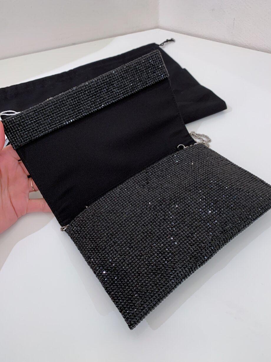 Shop Online Mini pochette nera con pietrine Twentyforhaitch