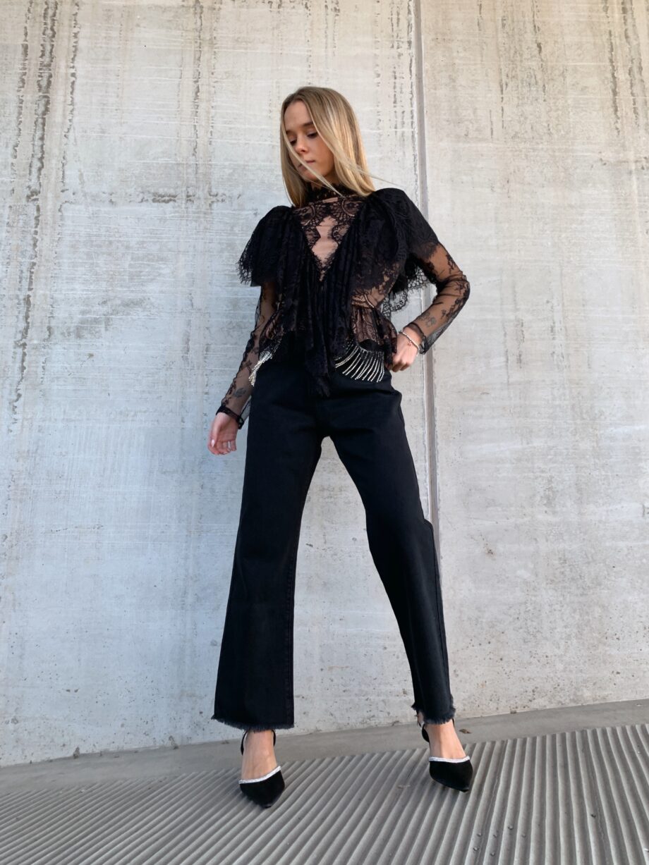 Shop Online Jeans NINNI nero dritto con strass Odì Odì