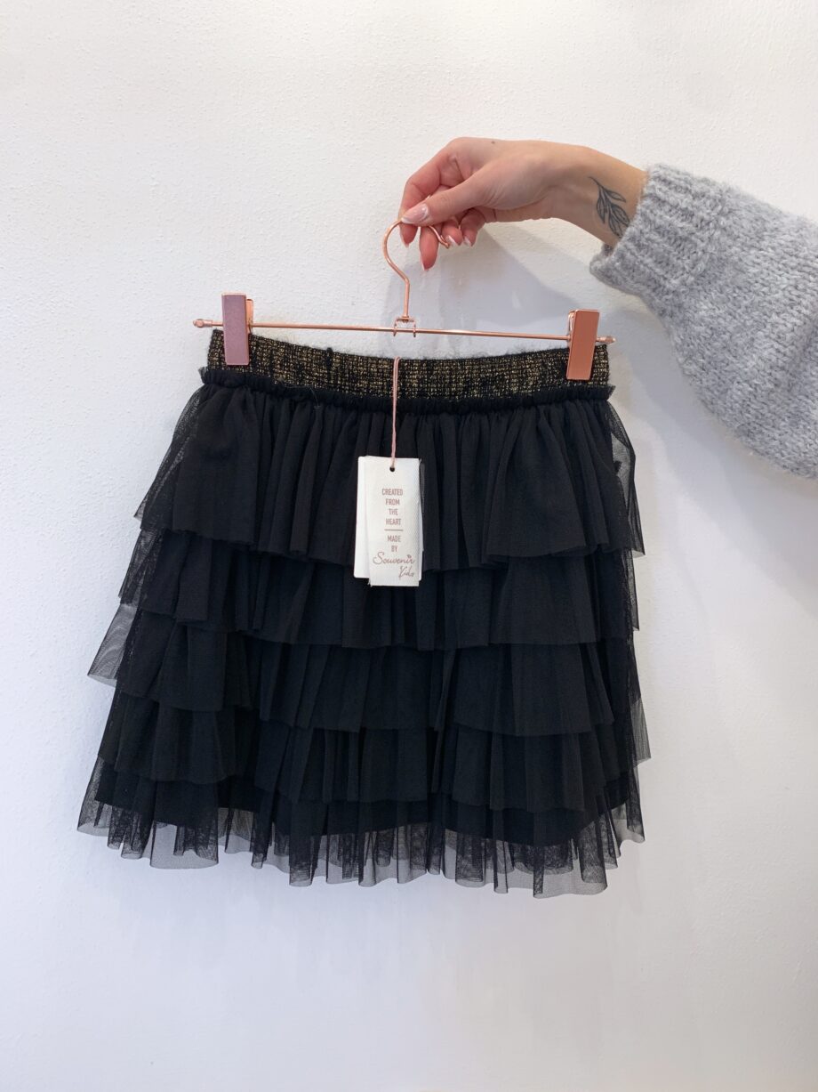 Shop Online Minigonna in tulle nera con balze Souvenir Kids