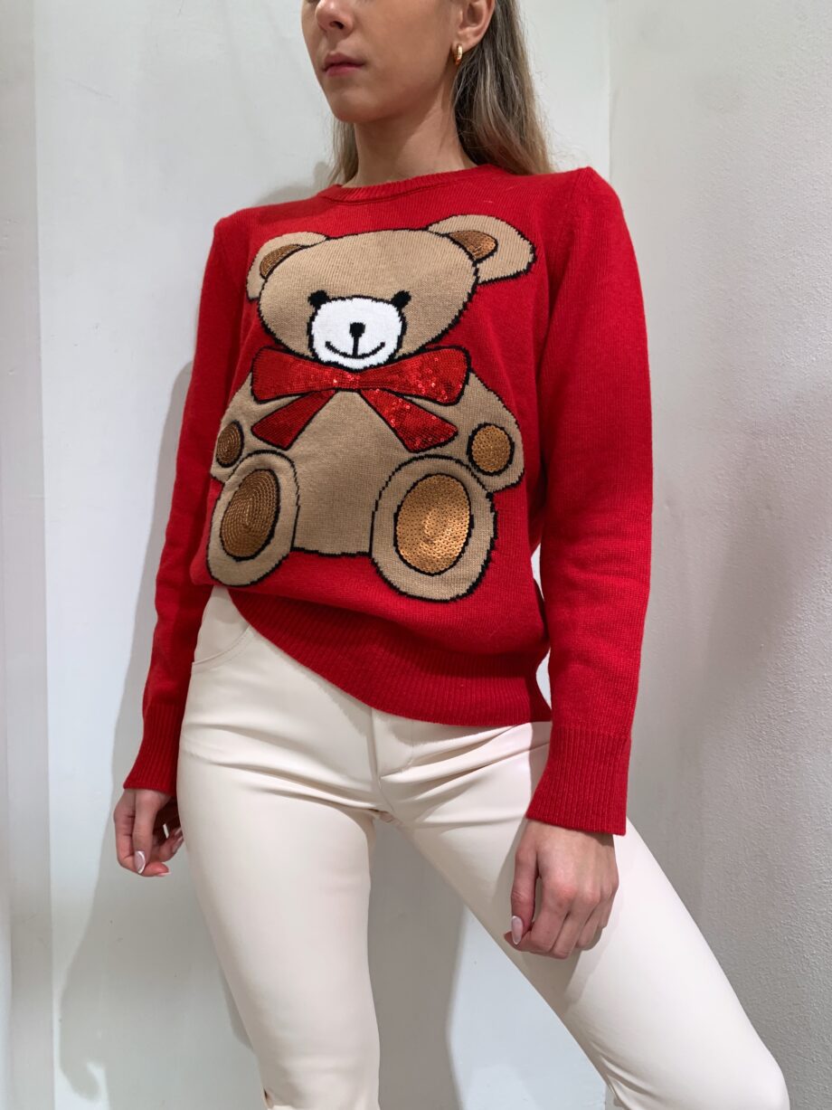 Shop Online Maglione con ricamo orsetto rosso Vicolo