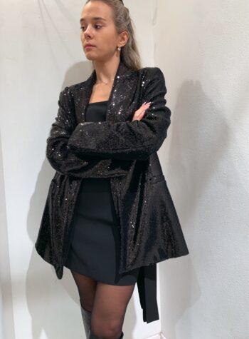 Shop Online Blazer nero con paillettes senza bottoni Vicolo