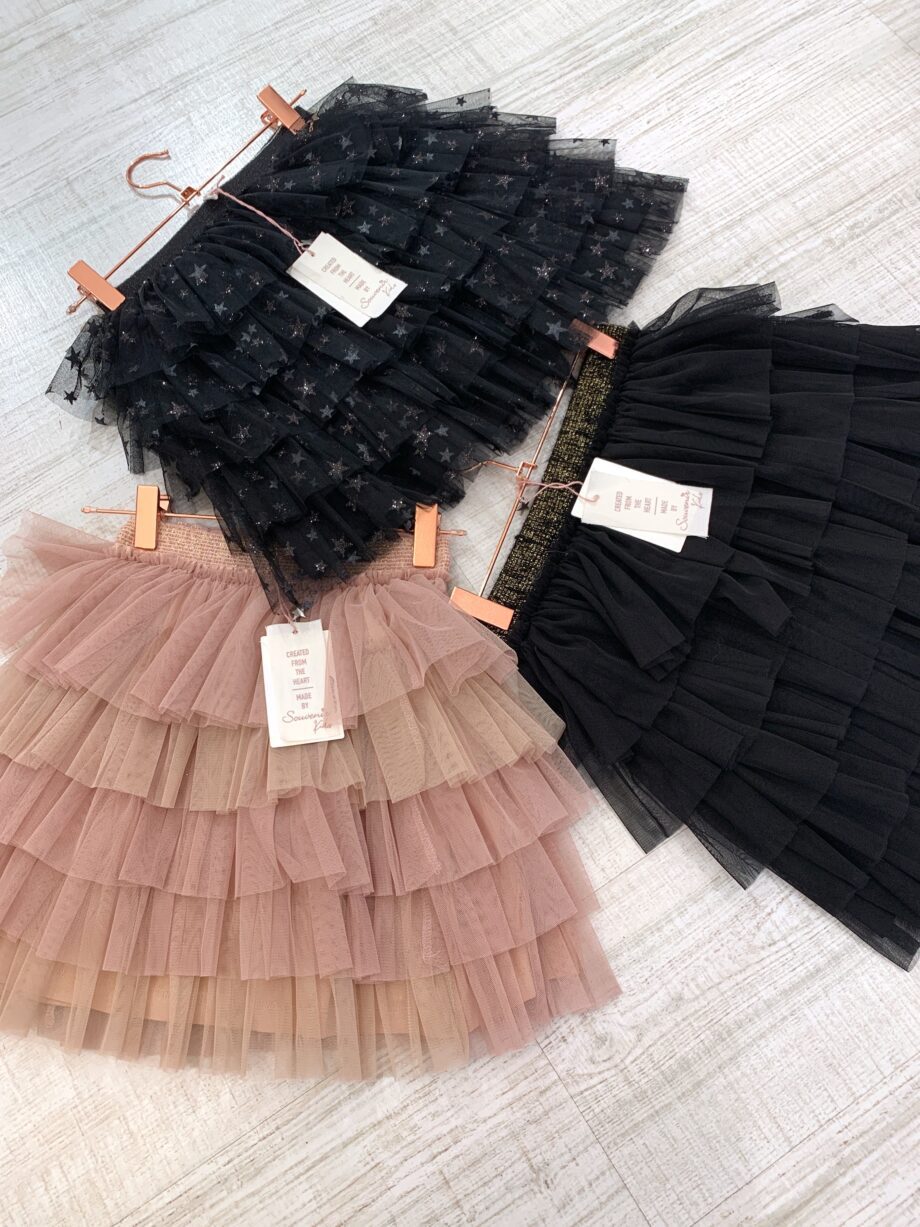 Shop Online Minigonna in tulle nera con balze Souvenir Kids