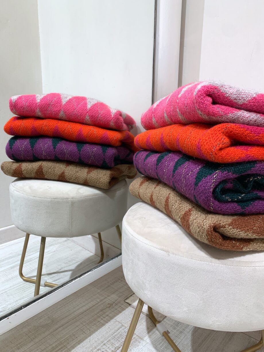 Shop Online Maglioncino in mohair fucsia e grigio rombi Have One