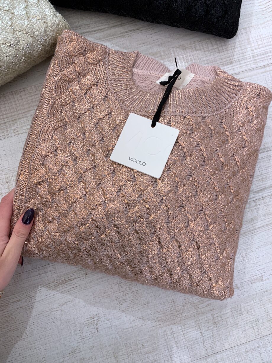 Shop Online Maglione oro rosa laminato intrecciato Vicolo