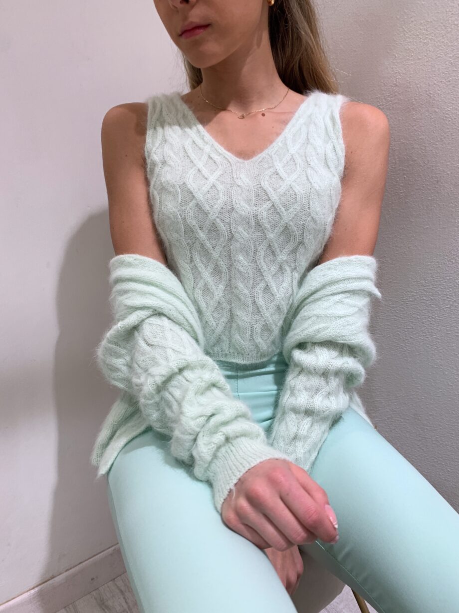 Shop Online Top in maglia con trecce menta Vicolo