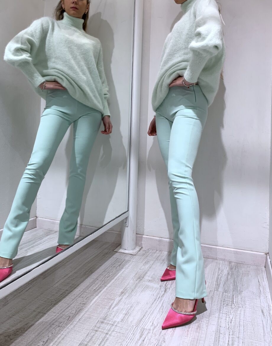 Shop Online Leggings a zampetta con spacco sul fondo menta Vicolo