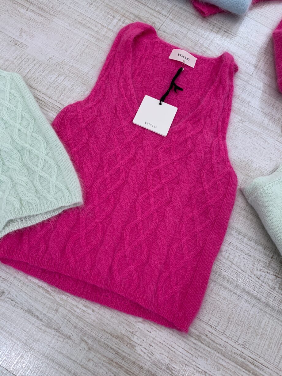 Shop Online Top in maglia trecce fucsia Vicolo