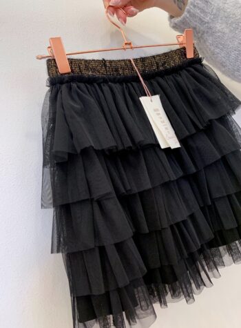 Shop Online Minigonna in tulle nera con balze Souvenir Kids