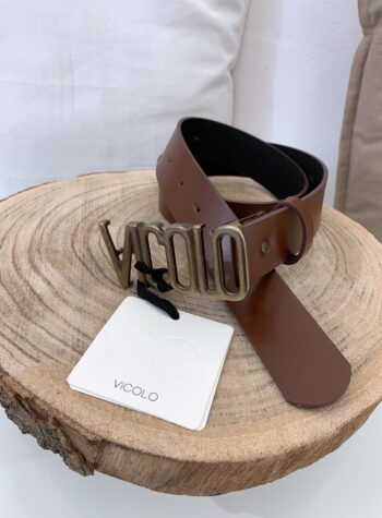 Shop Online Cintura marrone fibbia scritta logo Vicolo