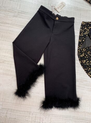 Shop Online Pantalone palazzo nero con piume Souvenir Kids