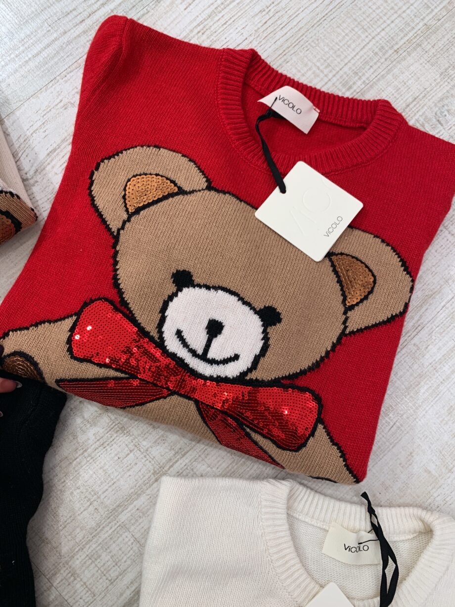 Shop Online Maglione con ricamo orsetto rosso Vicolo