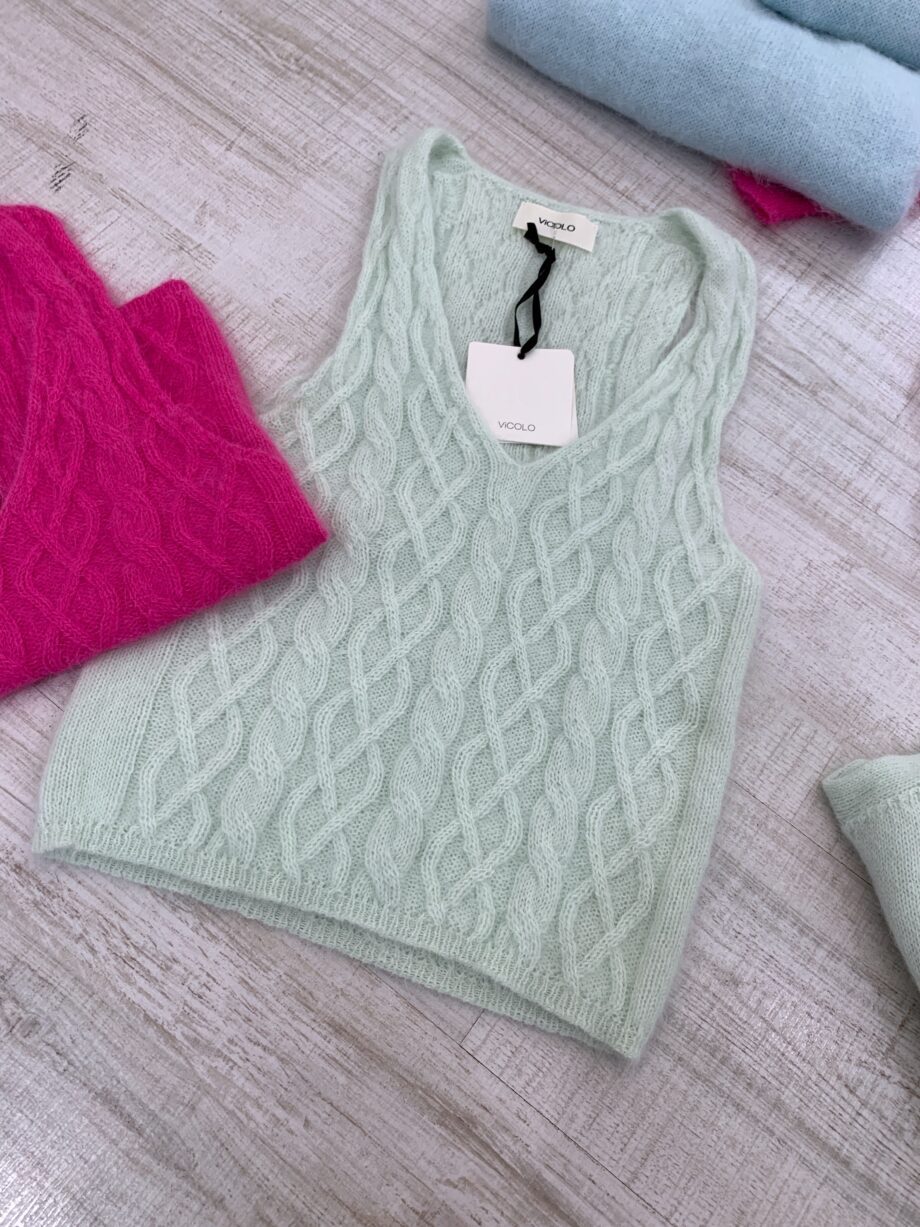 Shop Online Top in maglia con trecce menta Vicolo