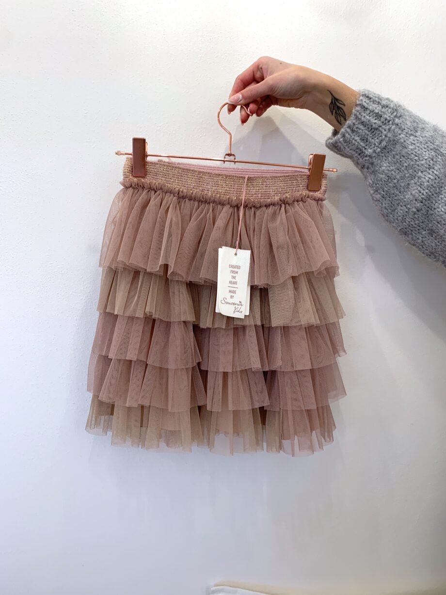Shop Online Minigonna in tulle rosa con balze Souvenir Kids