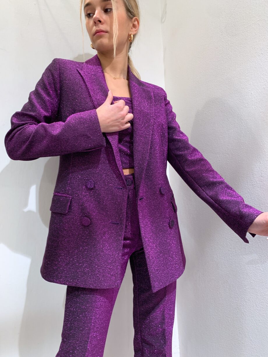 Shop Online Blazer doppiopetto viola in lurex Vicolo