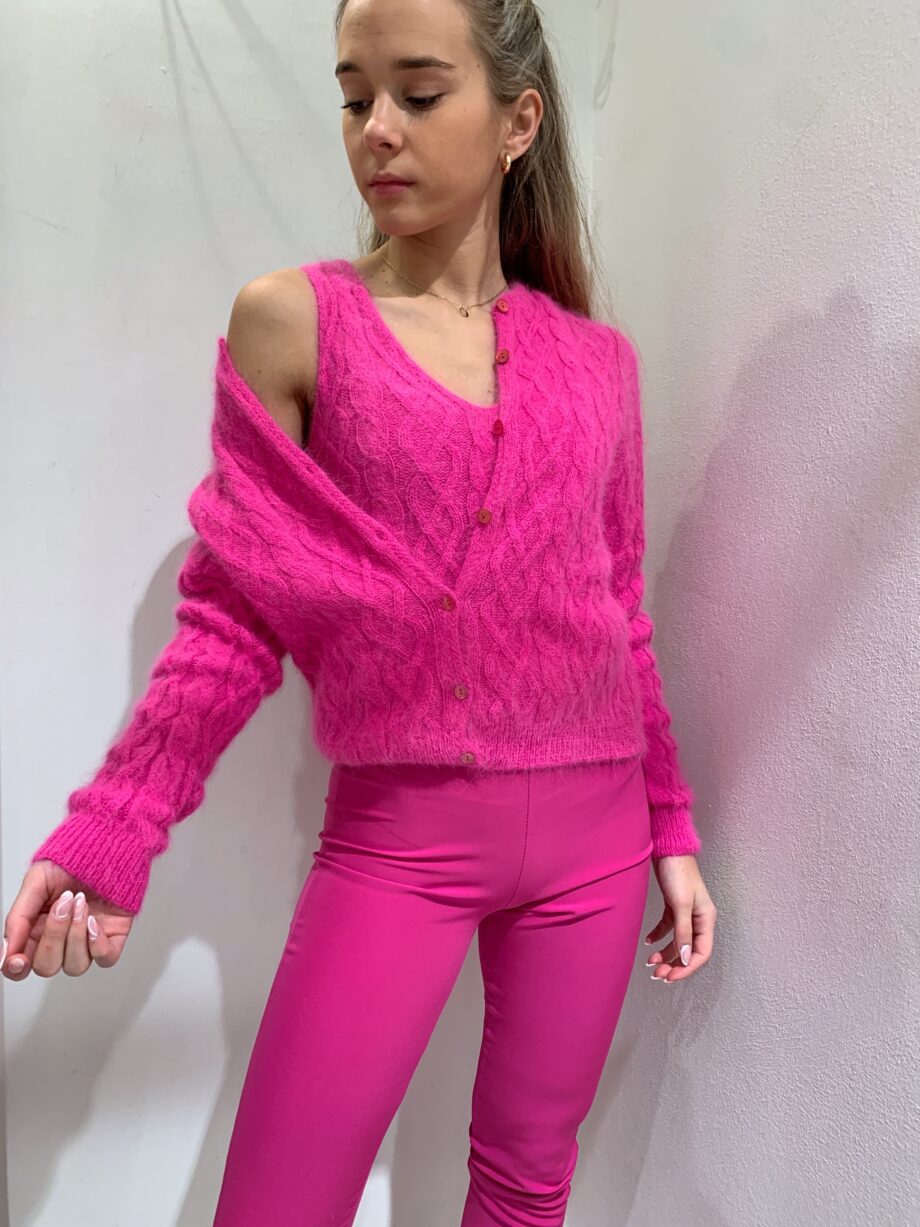 Shop Online Top in maglia trecce fucsia Vicolo