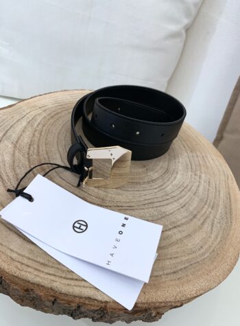 Shop Online Cintura nera con fibbia dorata HaveOne
