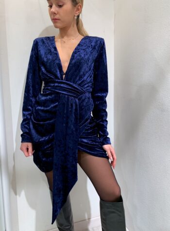 Shop Online Vestito bluette in velluto con nodo Kontatto