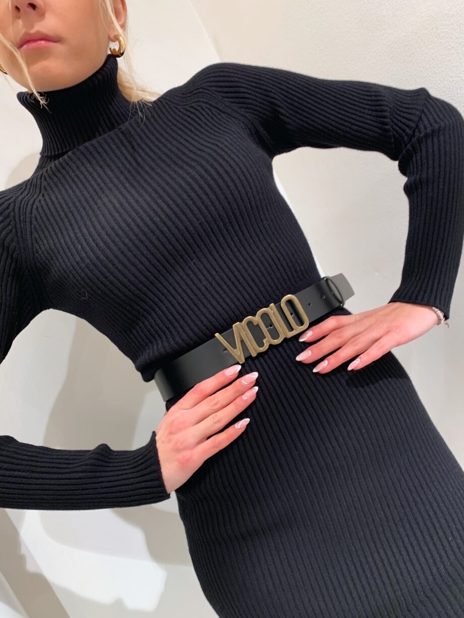 Shop Online Vestito corto in maglia aderente nero Vicolo