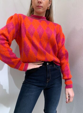 Shop Online Maglioncino in mohair fucsia e arancio rombi Have One