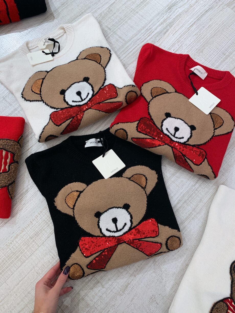 Shop Online Maglione con ricamo orsetto rosso Vicolo