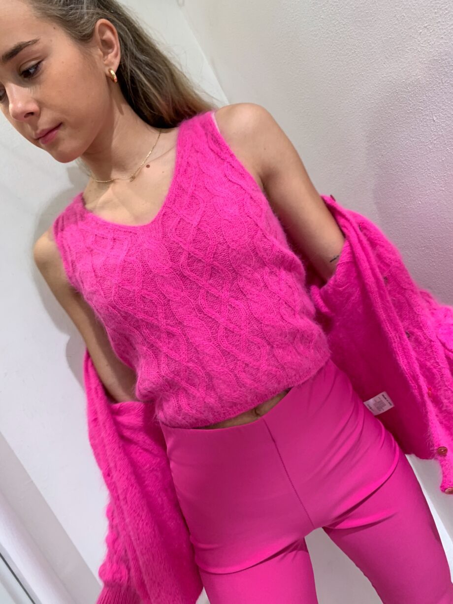 Shop Online Top in maglia trecce fucsia Vicolo