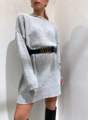 Shop Online Vestito girocollo grigio over in maglia Vicolo