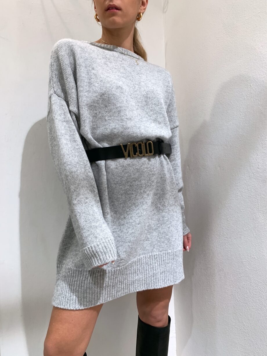 Shop Online Vestito girocollo grigio over in maglia Vicolo