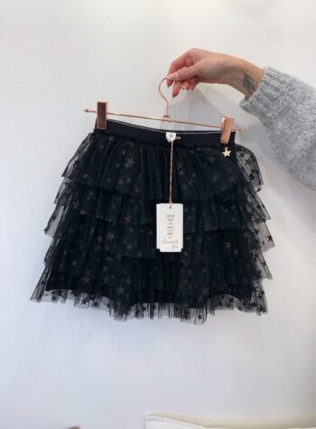 Shop Online Minigonna in tulle nera con stelle e balze Souvenir Kids