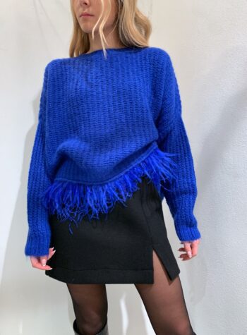 Shop Online Maglione bluette girocollo con piume HaveOne