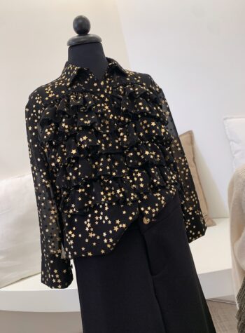 Shop Online Camicia in georgette nera con stelle e balze Souvenir Kids