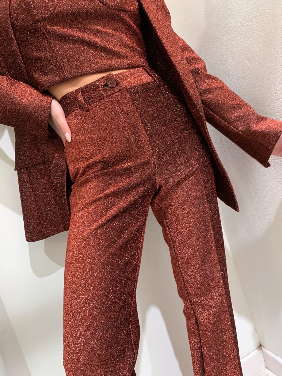 Shop Online Pantalone a zampa bronzo in lurex Vicolo