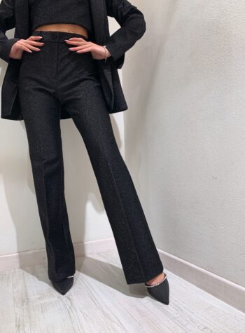 Shop Online Pantalone a zampa nero in lurex Vicolo