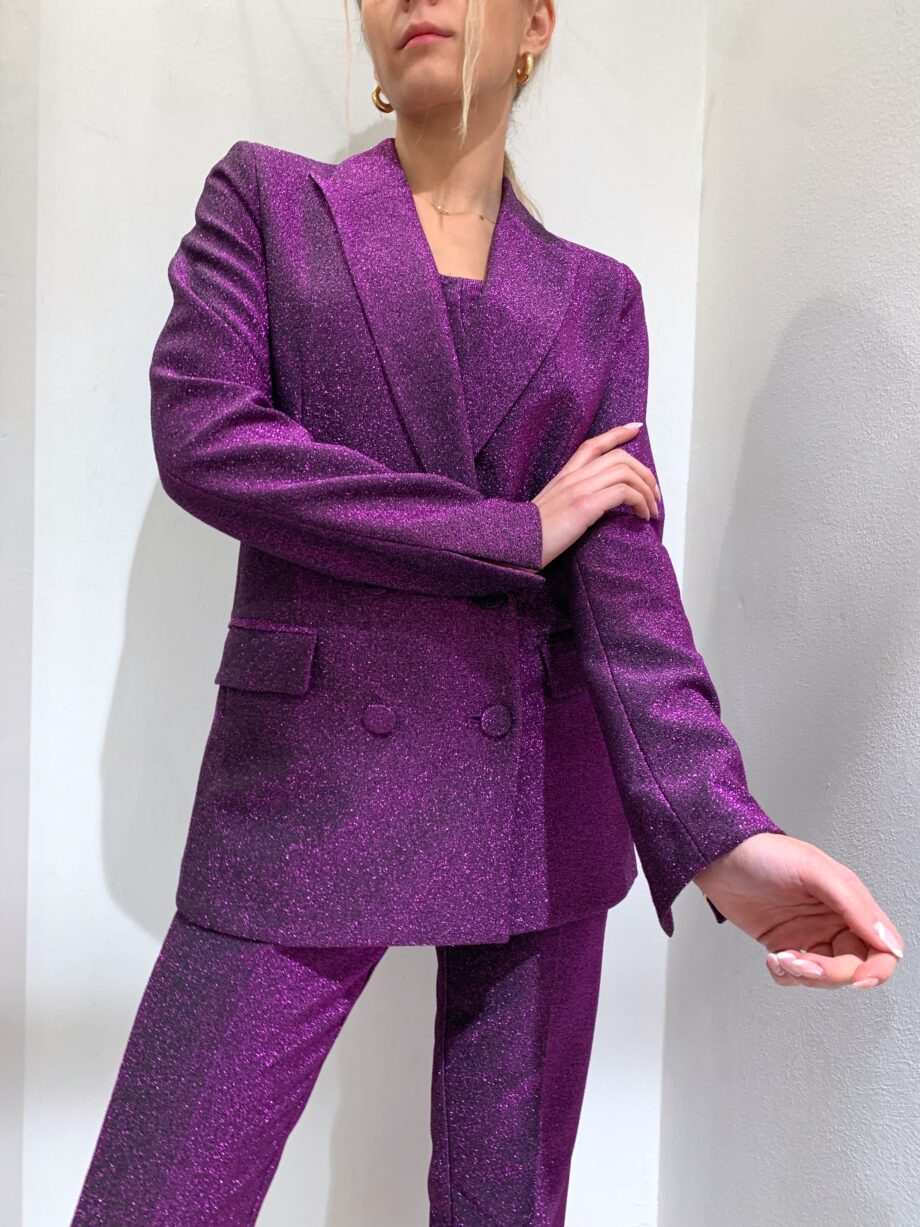 Shop Online Blazer doppiopetto viola in lurex Vicolo