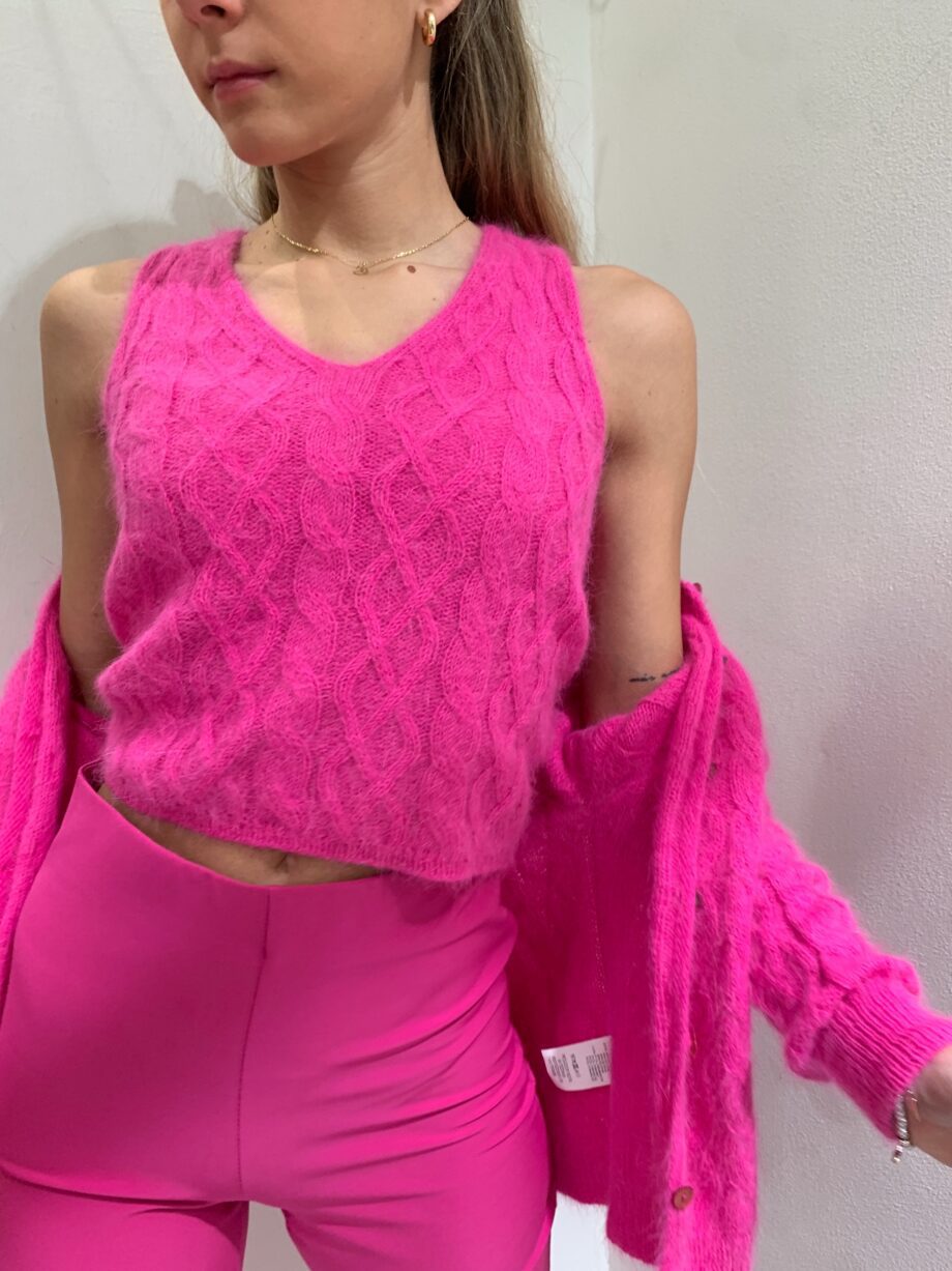 Shop Online Top in maglia trecce fucsia Vicolo