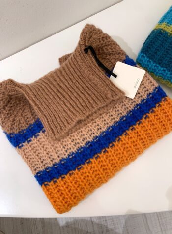 Shop Online Maglione in mohair a righe beige arancio e bluette Vicolo