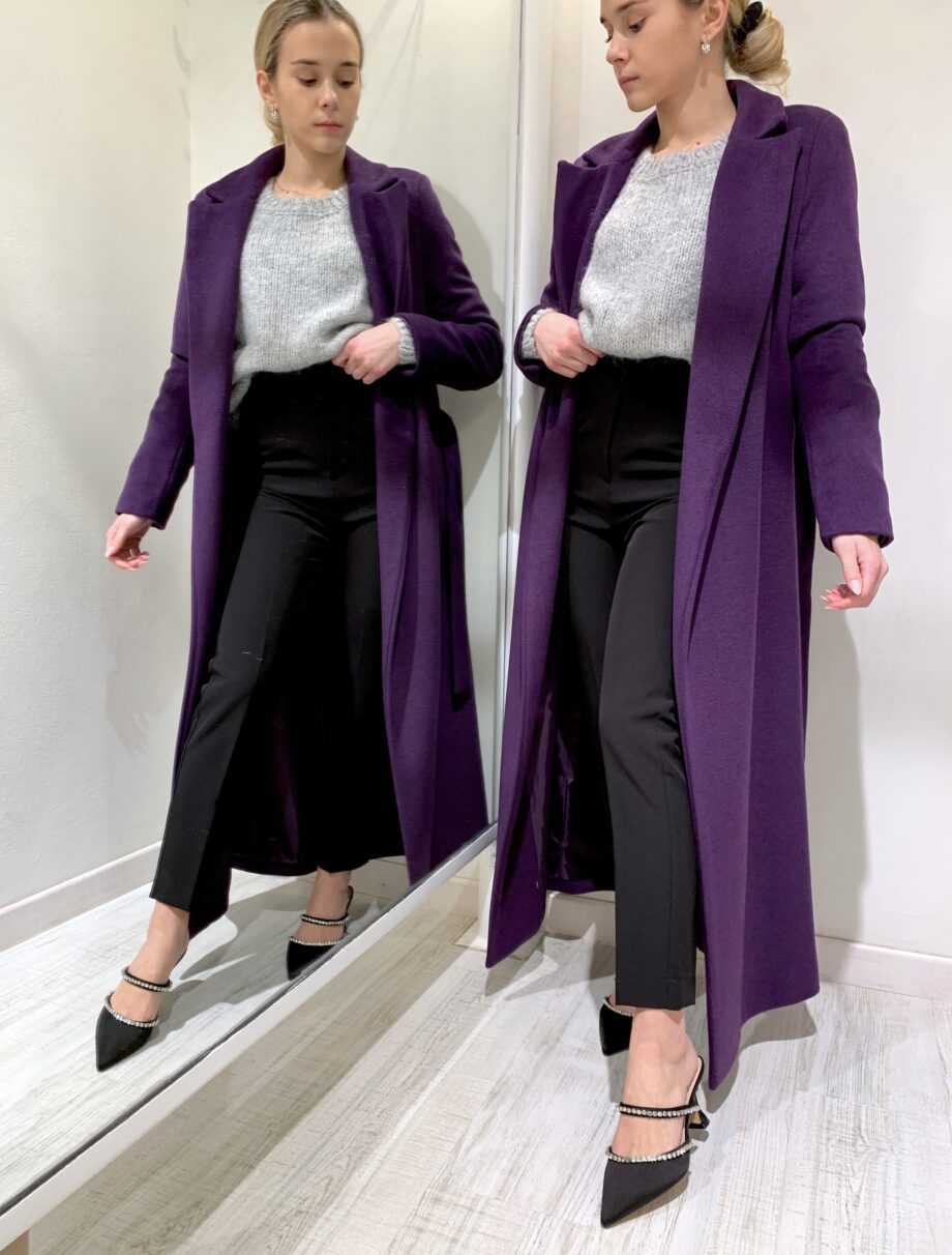 Shop Online Cappotto lungo con fusciacca viola Souvenir