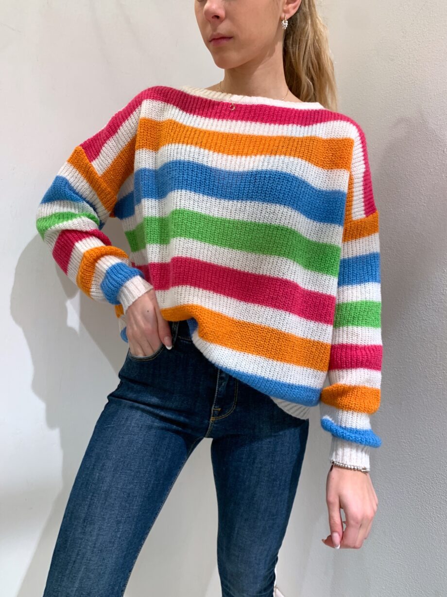 Shop Online Maglione a righe multicolore in mohair Vicolo