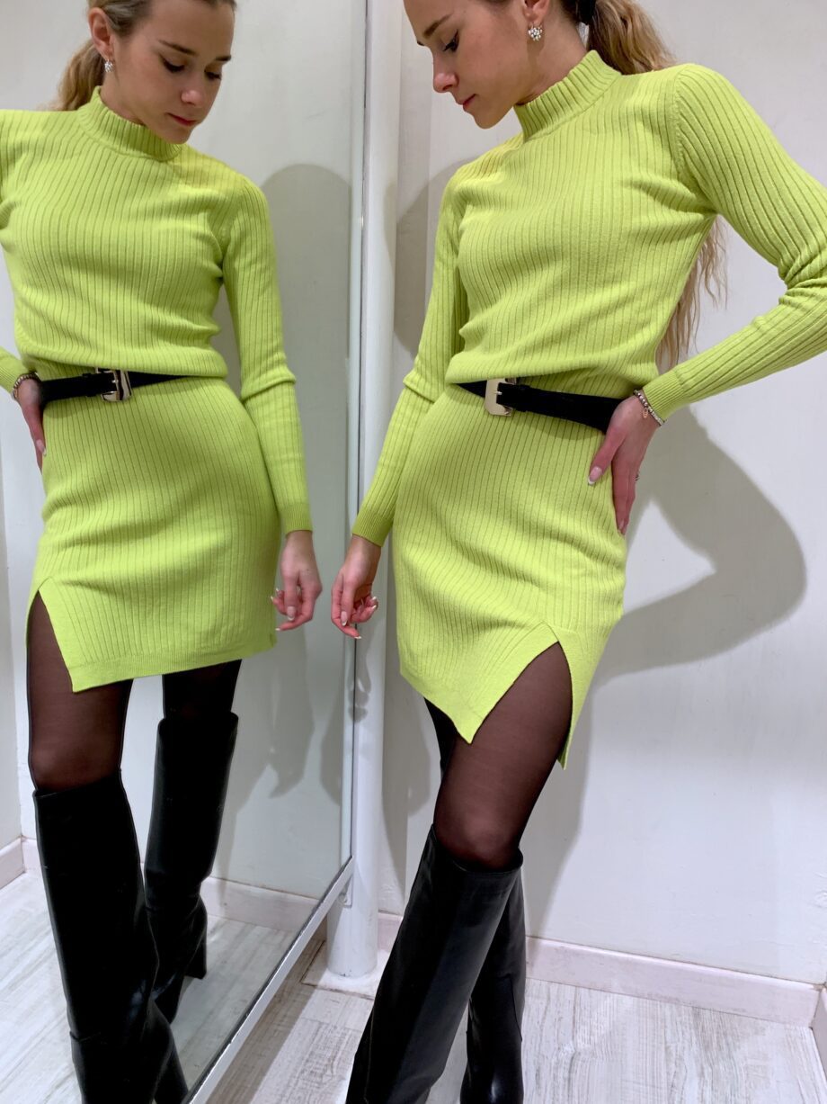 Shop Online Vestito in maglia lime aderente HaveOne