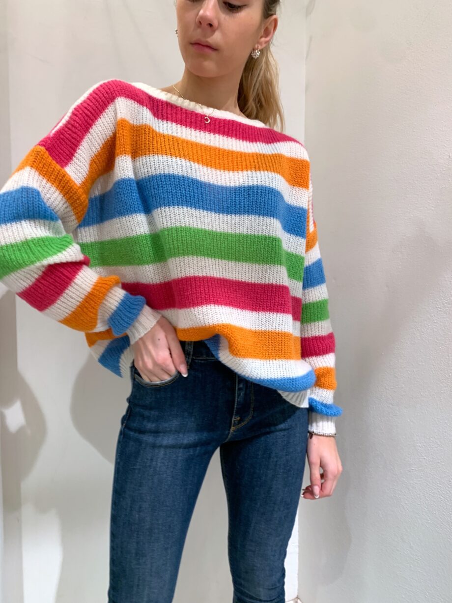 Shop Online Maglione a righe multicolore in mohair Vicolo