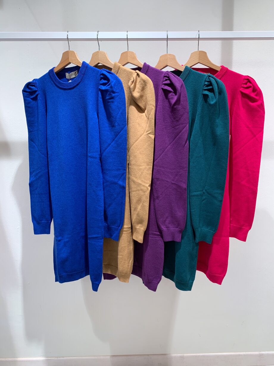 Shop Online Vestito in maglia bluette con spalle arricciate Have One