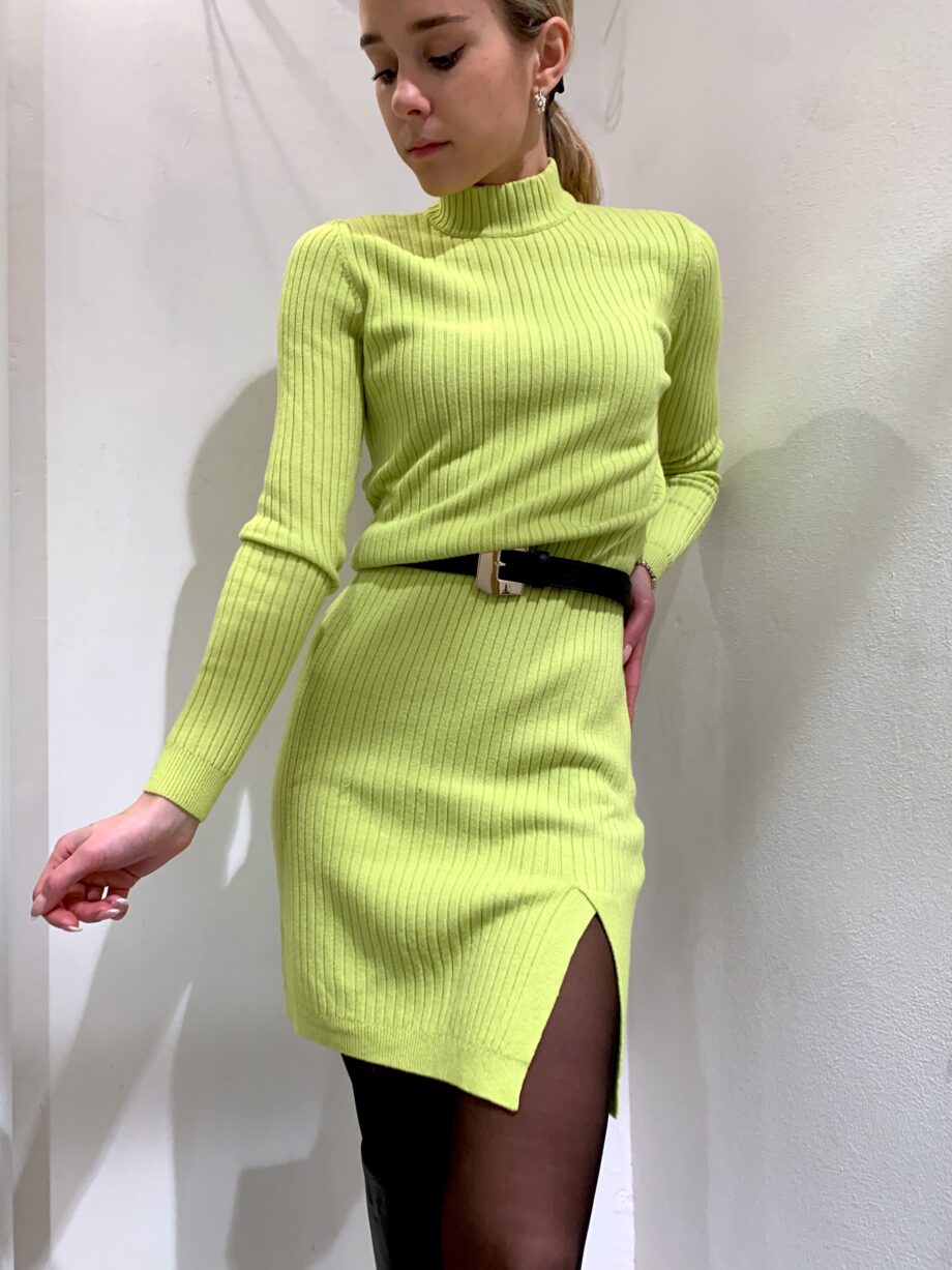 Shop Online Vestito in maglia lime aderente HaveOne