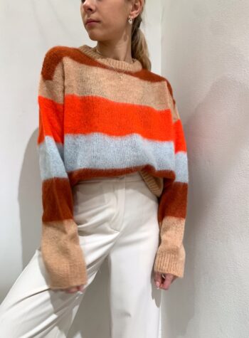 Shop Online Maglione in mohair beige a righe colorate Vicolo