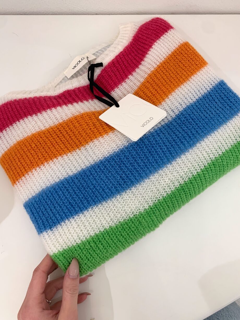 Shop Online Maglione a righe multicolore in mohair Vicolo