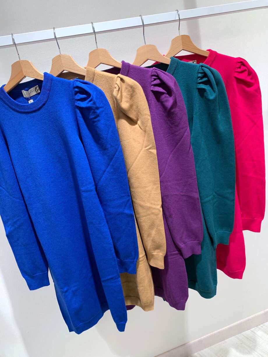 Shop Online Vestito in maglia bluette con spalle arricciate Have One
